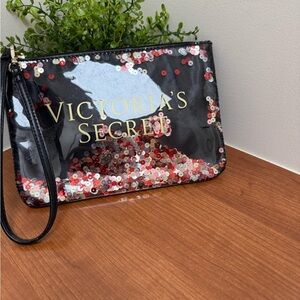 Victoria's Secret Black Sequin Clutch/Make Up Bag